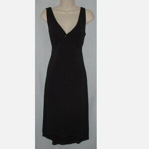 Black Sz Jr Medium Stretchy Sleeveless Open Back High Low Midi Dress BRIOCHE